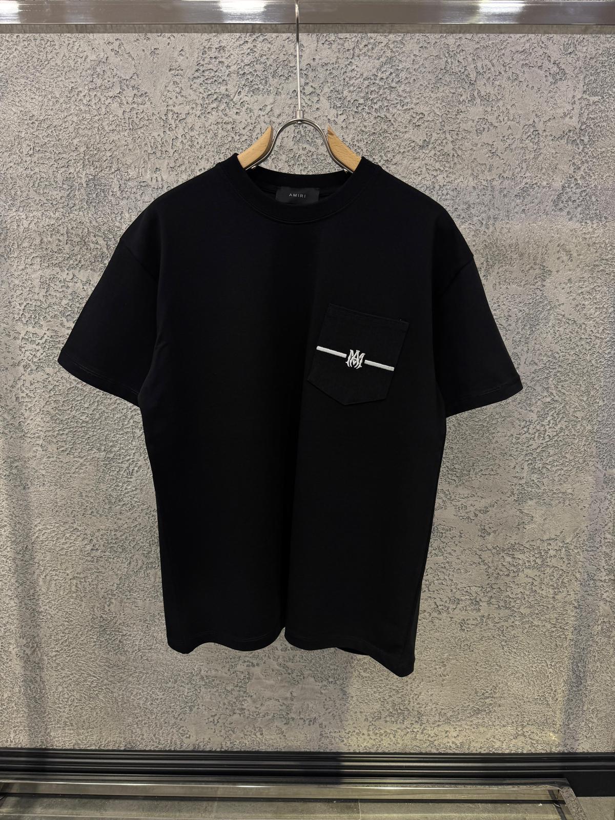 Black Amiri MA bar pocket logo cotton tee
