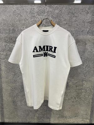 White Amiri Embroidered logo cotton tee