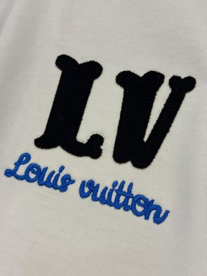 White LV Embroidered logo cotton tee