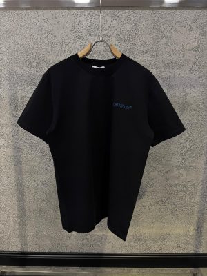 Black Off-white topographic map contour cotton tee