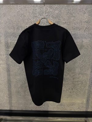 Black Off-white topographic map contour cotton tee