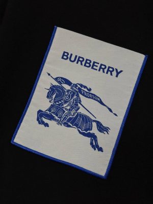 Black Burberry EKD pocket logo cotton tee