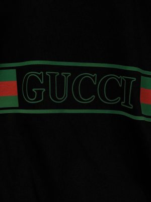 Black gucci web banner logo cotton tee