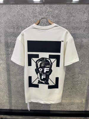 White Off-White Masked Face S/S Over cotton tee