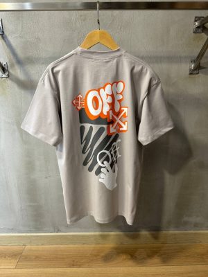 Gray Off-white graphic print cotton tee