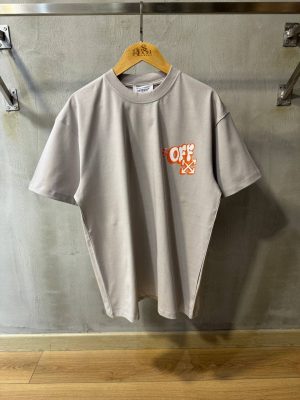 Gray Off-white graphic print cotton tee