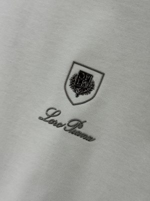 White Loro Piana Embroidered logo cotton tee