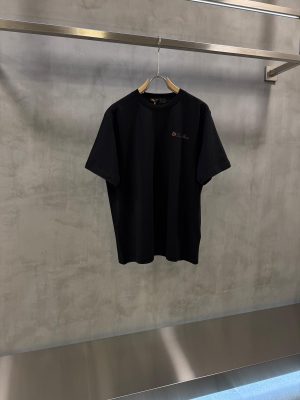 Black loro piana orange logo emblem tshirt