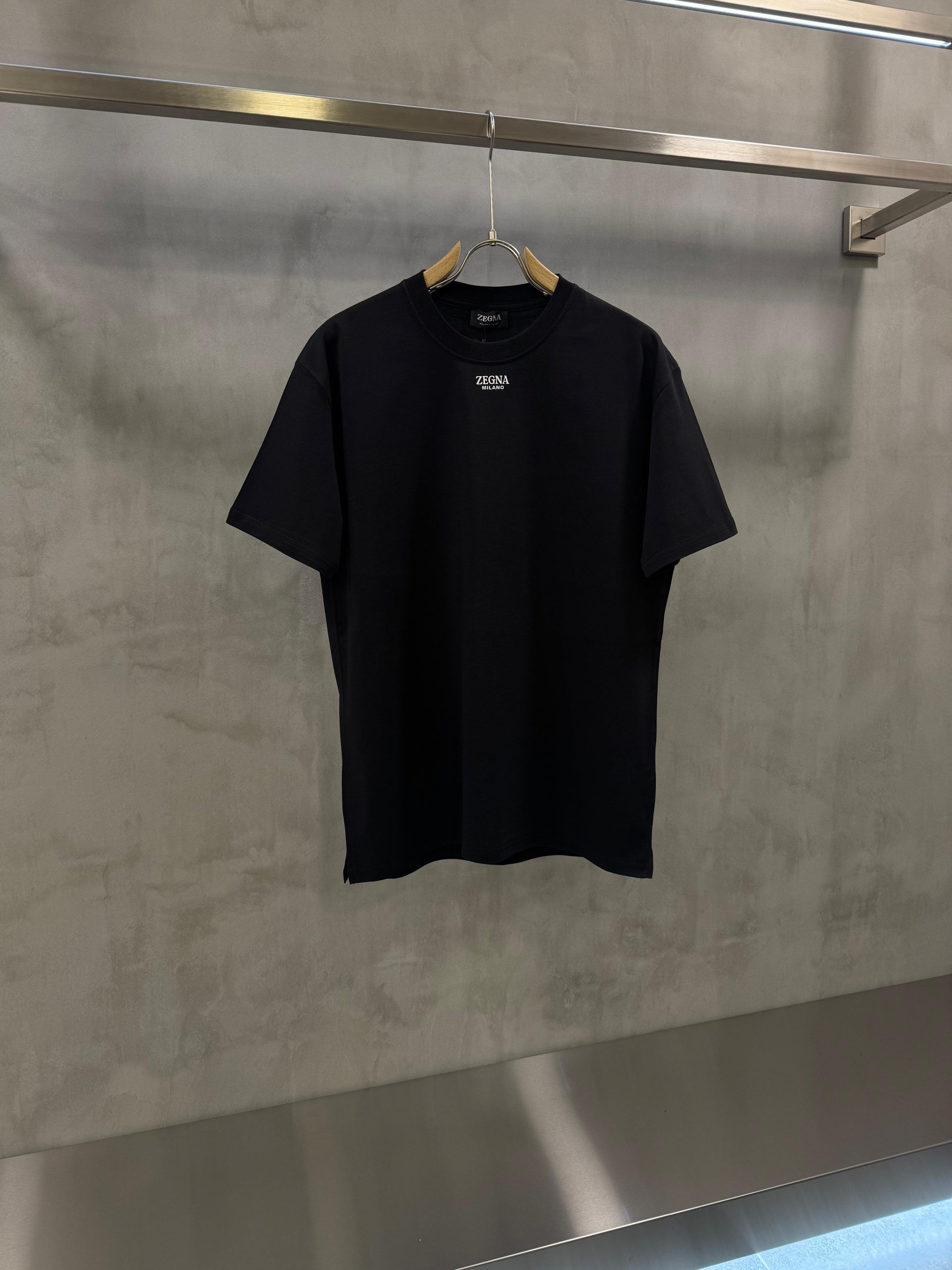 Black Zegna neck logo-print cotton tee