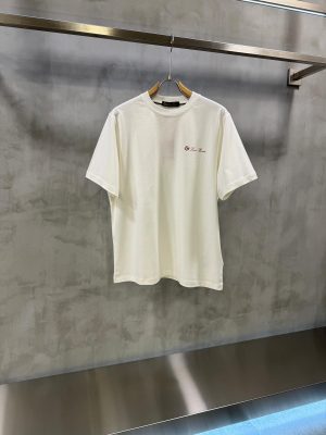 White loro piana orange logo emblem tshirt