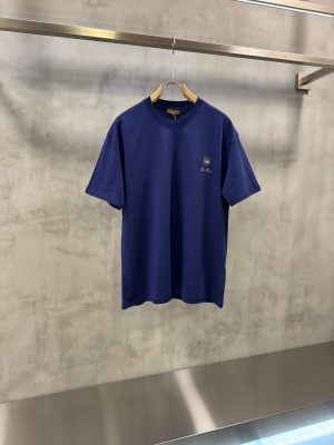 Blue Loro Piana Embroidered logo cotton tee