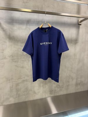 Blue Givenchy Paris reverse logo-print crewneck cotton tee