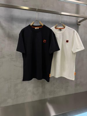 White hermes paris orange logo cotton tshirt