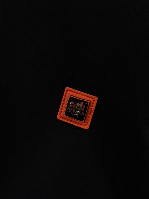 Black hermes paris orange logo cotton tshirt