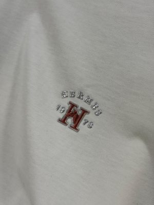 White hermes 1978 logo cotton tshirt