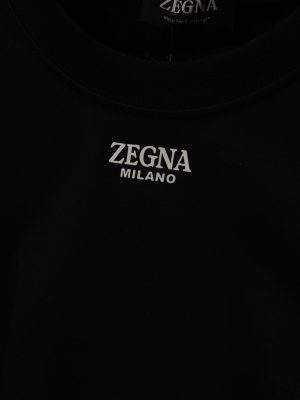 Black Zegna neck logo-print cotton tee