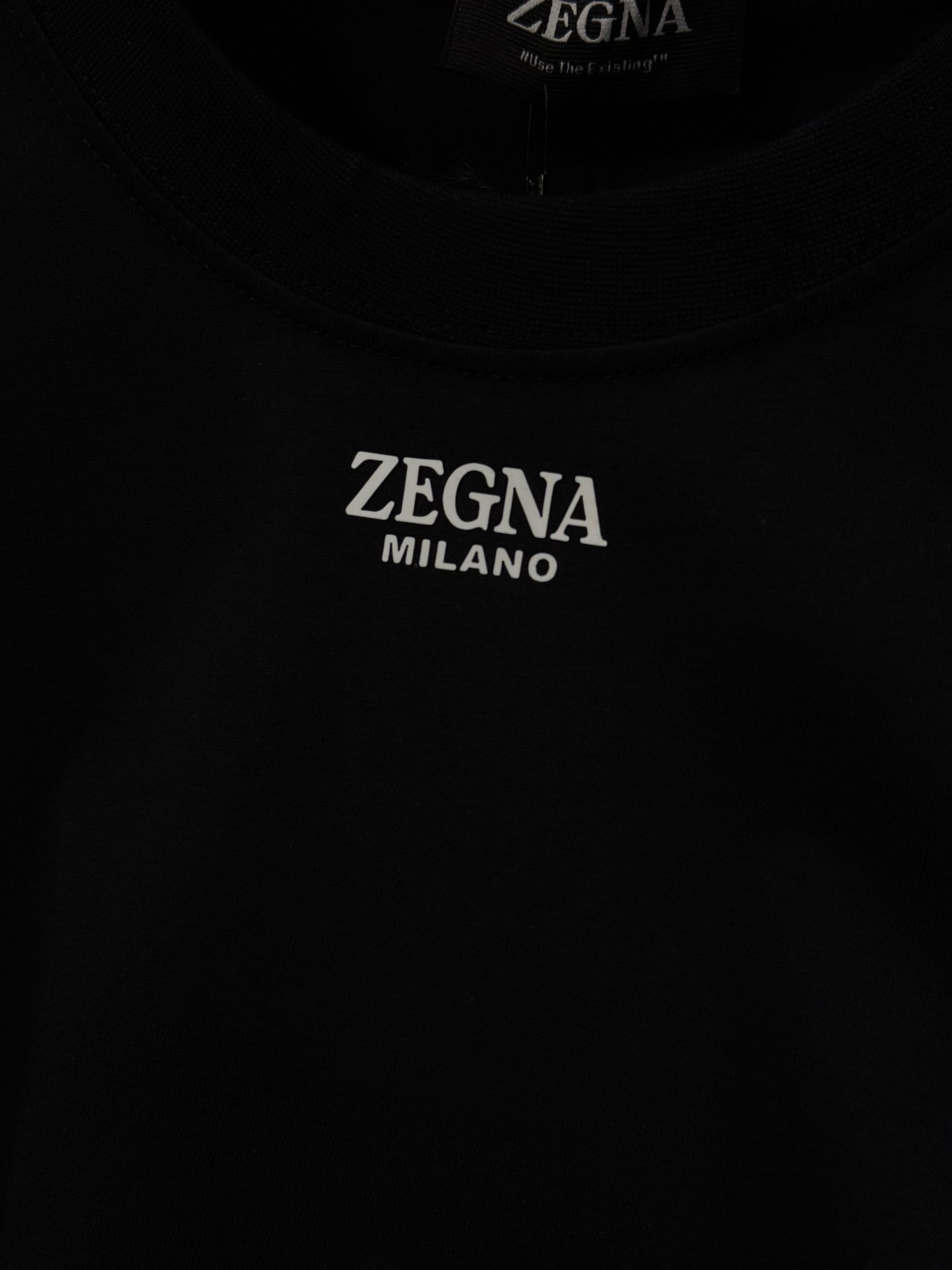 Black Zegna neck logo-print cotton tee - Image 2