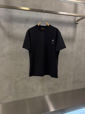 Black Loro Piana Embroidered logo cotton tee