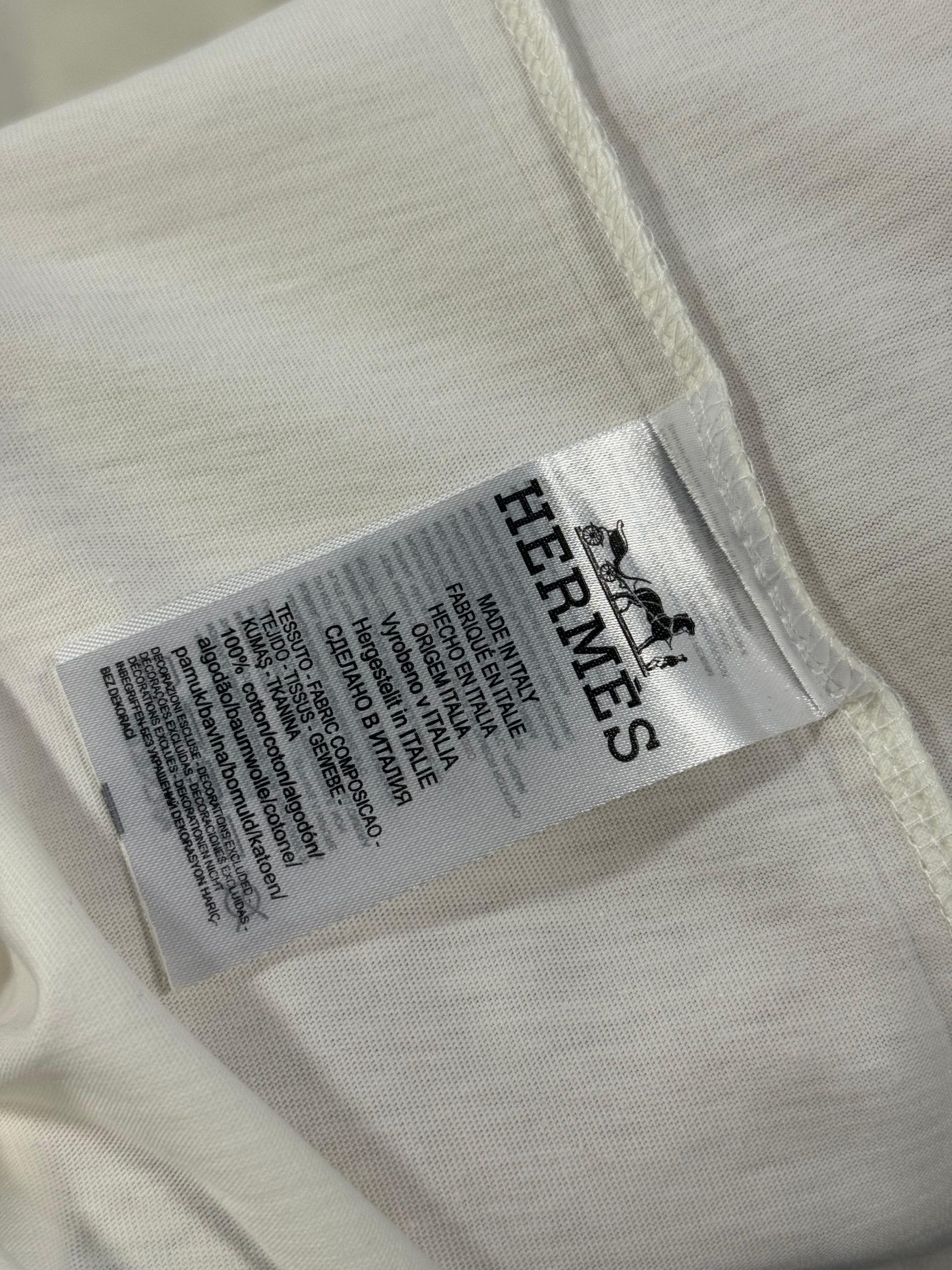 White hermes paris orange logo cotton tshirt - Image 3