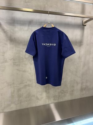 Blue Givenchy Paris reverse logo-print crewneck cotton tee