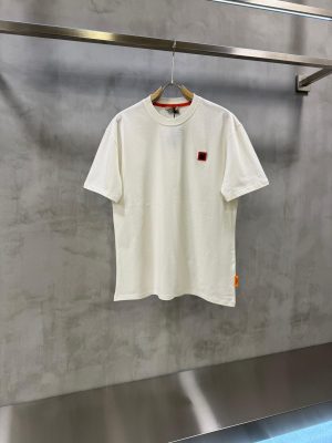 White hermes paris orange logo cotton tshirt