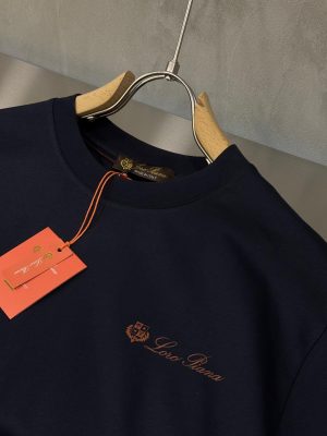 Black loro piana orange logo emblem tshirt