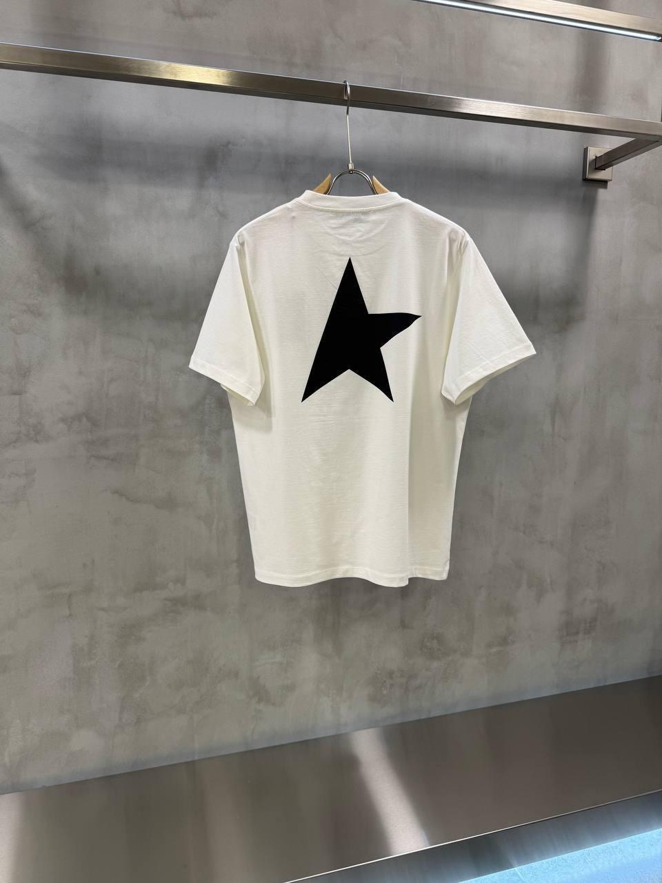White Golden Goose star logo print cotton T-Shirt - Image 3