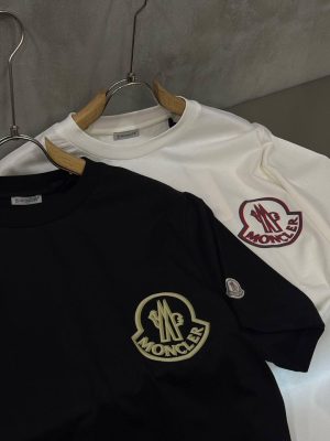 Black Moncler embroidered logo cotton jersey t-shirt