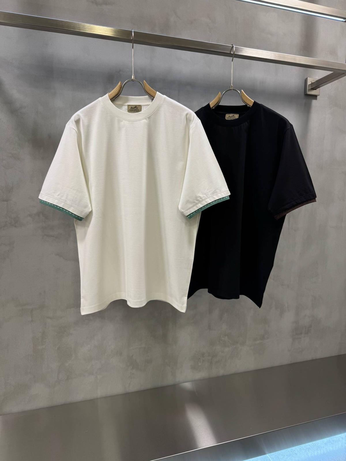 Black Hermes Piqures Sellier crewneck cotton T-shirt - Image 3