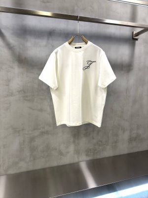 White Jacquemus cursive embroidered logo cotton T-Shirt