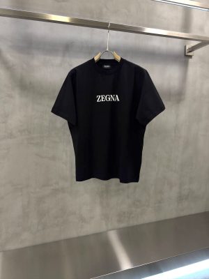 Black Zegna logo-print crew-neck cotton T-shirt