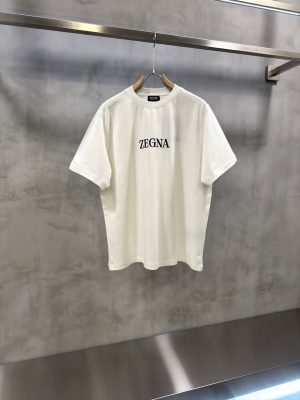 White Zegna logo-print crew-neck cotton T-shirt