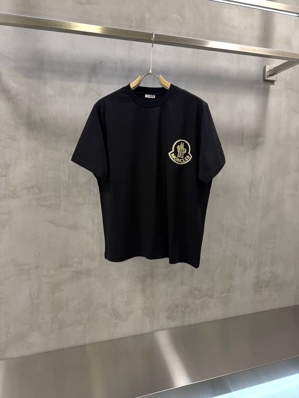 Black Moncler embroidered logo cotton jersey t-shirt