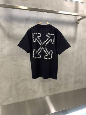 Black Off-white chain arrow skate cotton T-Shirt