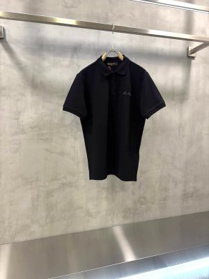 Black Loro Piana embroidered-logo cotton-piqué polo T-Shirt