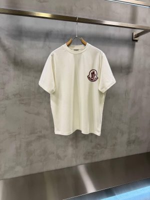 White Moncler embroidered logo cotton jersey t-shirt