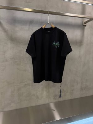 Black amiri logo flames tshirt