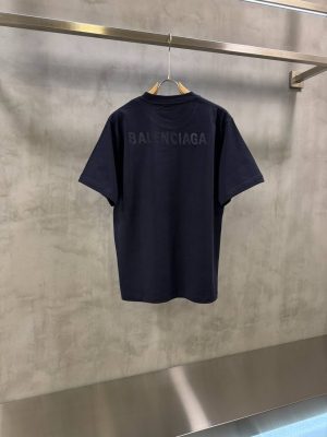 Navy-blue Balenciaga Logo-print cotton jersey tee