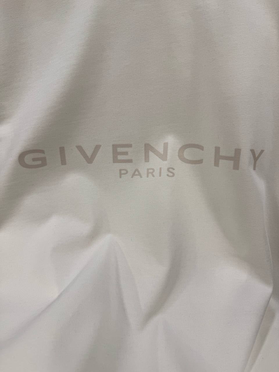 White Givenchy Paris beige logo-print crewneck cotton tee - Image 3