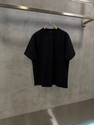 Black LV Flock Print Monogram Gradient cotton tee