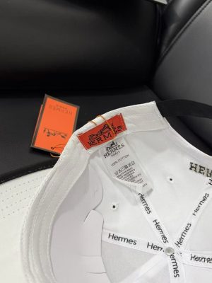 Orange Hermes embroidered circular “H” logo white trim baseball hat