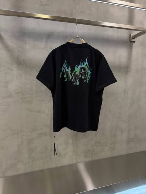 Black amiri logo flames tshirt