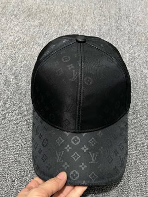 Black LV all-over monogram logo pattern baseball hat