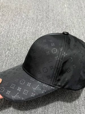 Black LV all-over monogram logo pattern baseball hat