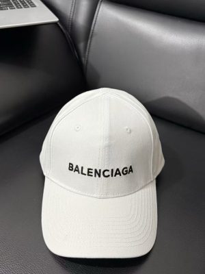 White Balenciaga Logo-Embroidered cotton baseball cap