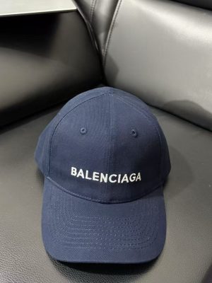 Navy Balenciaga Logo-Embroidered cotton baseball cap