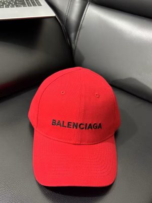 Red Balenciaga Logo-Embroidered cotton baseball cap
