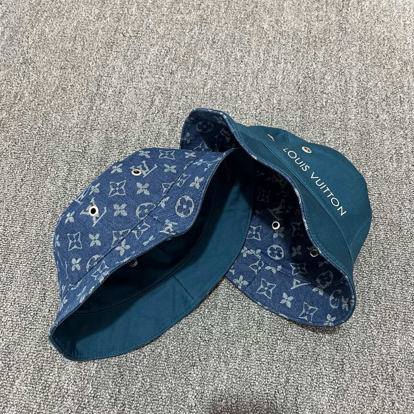Blue LV all-over monogram pattern reversible bucket hat - Image 5
