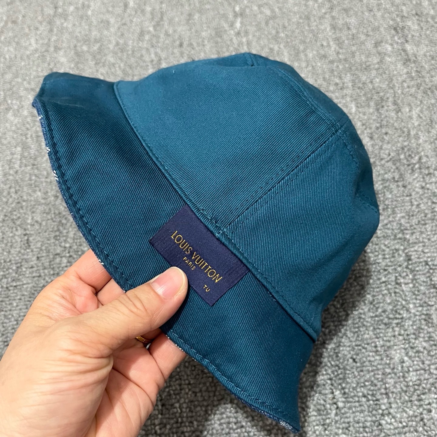 Blue LV all-over monogram pattern reversible bucket hat - Image 6