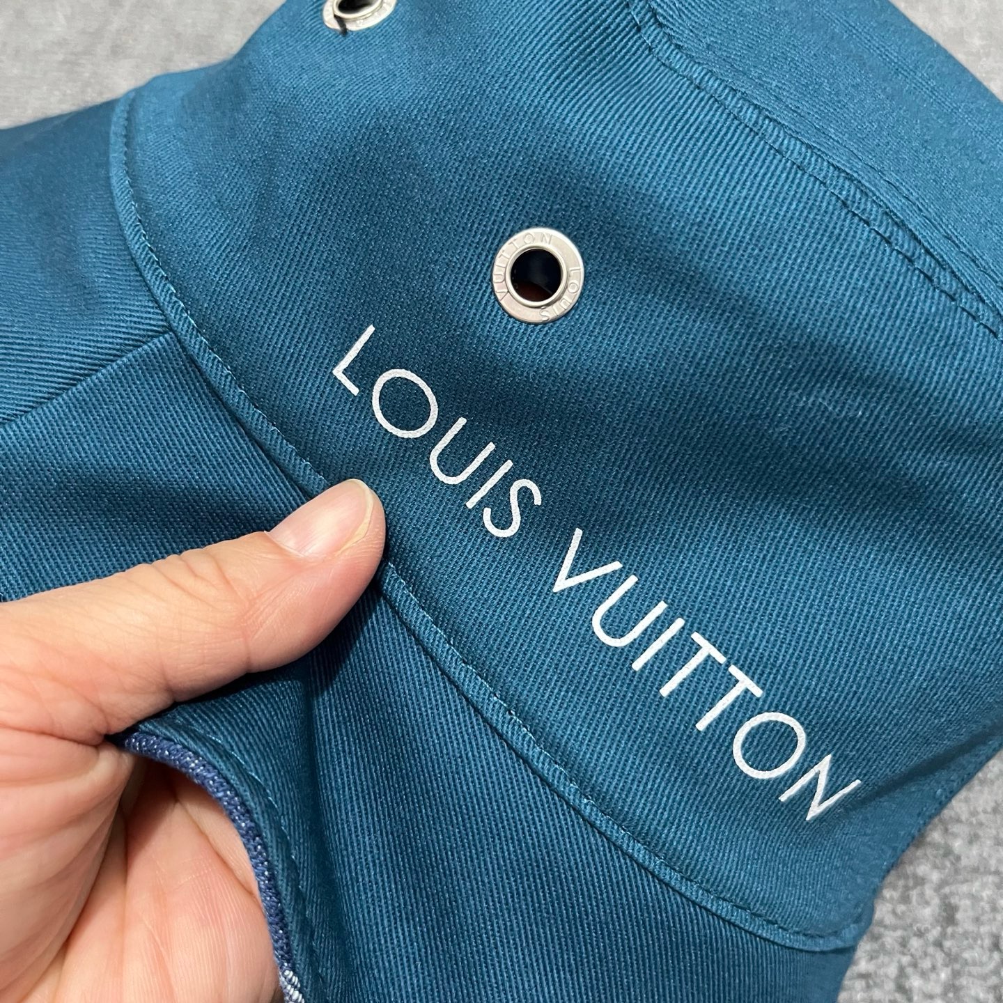 Blue LV all-over monogram pattern reversible bucket hat - Image 8